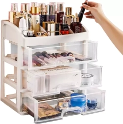 Organisateur universel en plastique pour cosmétiques et accessoires avec 3 tiroirs