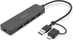 Concentrateur USB SlimLine 4 ports avec adaptateur USB-C
