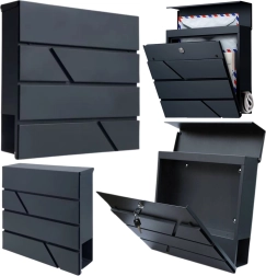 Grande boîte aux lettres anthracite pour lettres et journaux A4 37 × 37 × 11 cm