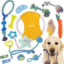 Ensemble de jouets pour chiens Purlov 16 en 1 (jouets à mâcher et jouets à tirer)