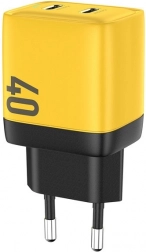 Chargeur secteur 2x USB-C Super Fast Charger GaN 40W jaune