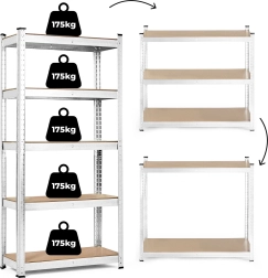 Étagère de rangement 180x90x40 cm en acier galvanisé, 5 étagères, capacité 875 kg ModernHome