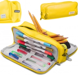 Trousse scolaire à trois compartiments 3‑en‑1 – jaune