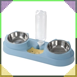 Gamelle double pour chiens et chats avec distributeur d’eau automatique, bleu