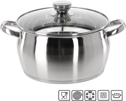 Marmite en acier inoxydable avec couvercle Belly 5 l 24 cm