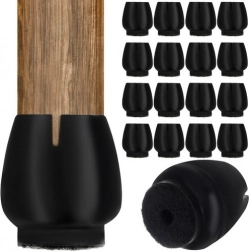 Embouts en silicone pour pieds de chaise avec feutre, lot de 16 pièces (12–16 mm), noir