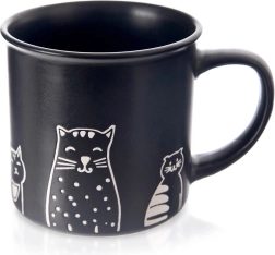 Mug en céramique noir avec chats 500 ml