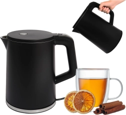 Bouilloire électrique de voyage sans fil 1,2 l 1500 W avec base rotative – noire