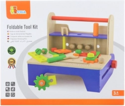 Set de vissage en bois avec outils et établi pliable