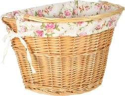 Panier avant en osier pour vélo avec doublure fleurie et fixation rapide click