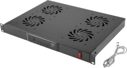 Panneau de ventilation horizontal 1U avec LCD et thermostat pour rack 19", 4 ventilateurs, 230 V, noir
