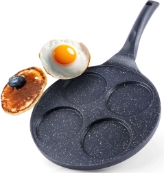Poêle en granit pour œufs et pancakes avec 4 moules 27 cm