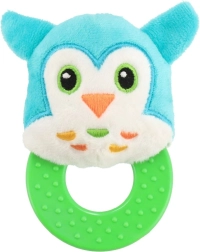 Hochet en peluche pour bébé avec anneau de dentition BABY MIX petite chouette