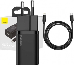 Chargeur rapide Baseus Super Si 1C 20W avec câble USB‑C vers Lightning 1 m noir