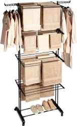 Étendoir à linge vertical en métal sur roulettes XXL 74,5 × 64 × 225 cm