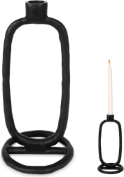 Bougeoir en aluminium noir 24 cm