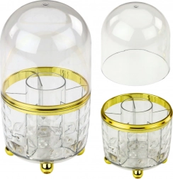 Organiseur de maquillage avec base rotative et couvercle transparent