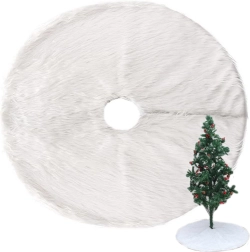 Jupe de sapin de Noël en fausse fourrure blanche 90 cm