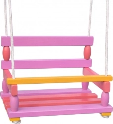 Balançoire en bois pour enfants 40 × 30 cm, charge max. 80 kg – Rose