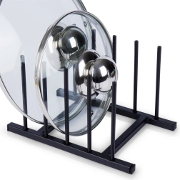 Support métallique pour couvercles et assiettes, noir 19,5 × 12,5 × 12 cm