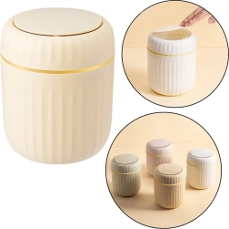 Mini poubelle avec couvercle ouvrant beige