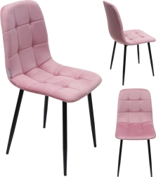 Chaise rembourrée en velours pour salle à manger et salon, rose