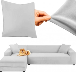 Housse de protection élastique gris clair pour canapé RUHHY 145-185 cm