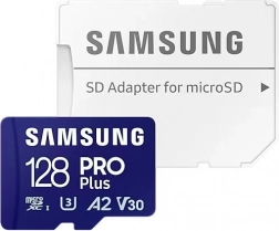 Carte mémoire Samsung 128 PRO Plus microSD + adaptateur