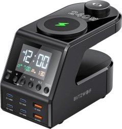 Réveil avec station de charge BlitzWolf BW-FW10, 2× USB‑A, 4× USB‑C, 240 W