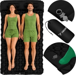 Trizand matelas de sol de randonnée auto-gonflant 2 places 120 × 190 cm avec pompe à pied intégrée et housse