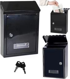 Boîte aux lettres en acier galvanisé, noire 26,5 × 18,5 × 6,5 cm