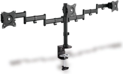 Support universel triple pour moniteurs avec fixation sur plateau