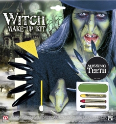 ensemble de sorcière avec maquillage et accessoires