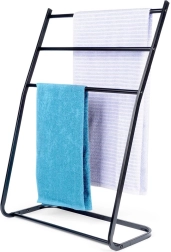 Porte-serviettes sur pied en métal noir Vilde