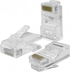Wtyk RJ45 CAT6 UTP Pass Through avec contacts plaqués or, 100 pcs