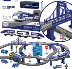 Circuit de train de police électrique avec voitures, 92 pièces, 300 cm