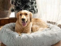 Panier en peluche pour chats et petits chiens 50 cm – Gris