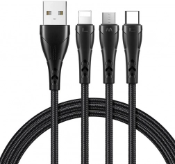 Câble de charge 3‑en‑1 USB vers USB‑C / Lightning / Micro USB 1,2 m noir Mcdodo