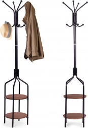 Porte-manteau sur pied avec étagères 8 crochets 180 cm noir ModernHome