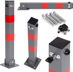 Borne de stationnement rabattable 60 cm avec serrure et bandes réfléchissantes