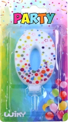 Bougie de fête pour gâteau chiffre 0 à pois