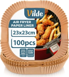 Caissettes carrées en papier pour friteuse à air 23 × 23 cm, 100 pcs VILDE