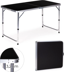 Table de camping pliante avec plateau noir 120 × 60 cm