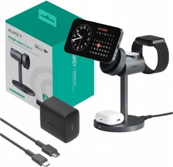 Chargeur sans fil Aukey MagFusion 3-en-1, 15 W gris