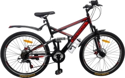 VTT MalTrack 26" acier, noir‑rouge‑argent