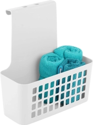 Panier suspendu en plastique pour porte d’armoire, blanc 23,5 × 10 × 24 cm