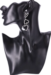 Longues boucles d’oreilles avec petits cœurs - argent