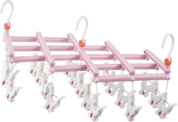Étendoir pliable avec pinces à linge, 19 pinces, rose