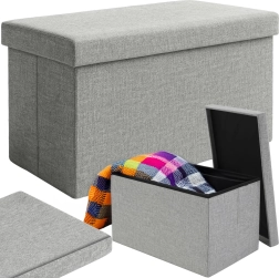 Pouf pliable avec rangement RUHHY gris 60 × 30 × 30 cm