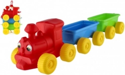 Train en plastique coloré avec wagons 60 cm